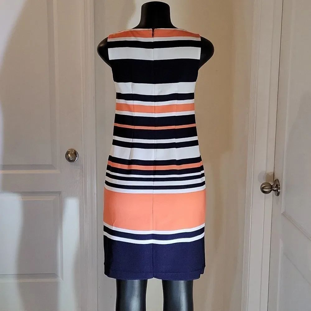 BRAND NEW AMANDA LANE SILKY STRIPPED MULTI-COLOR DRESS - Picture 7 of 16